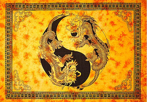 Yin-Yang Dragon Tapestry 72"x 108" (Yellow)