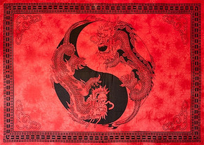Yin-Yang Dragon Tapestry 72"x 108" (Red)