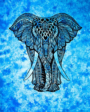 Elephant Tapestry 69"x108" (Turquoise)