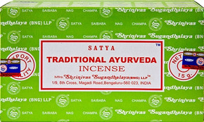 Satya Traditional Ayurveda Incense 15 Gram Packs (12/Box)