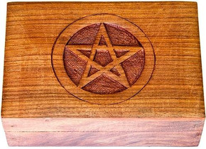 Style elytS Wooden Pentacle Carved Box 4x6