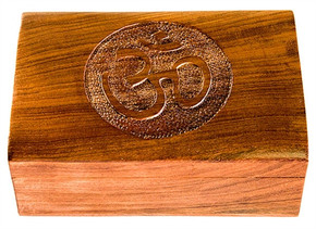 Wooden Om Carved Box 4"x6"