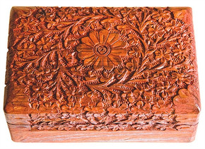 Wooden Floral Carved Box 4"x6"