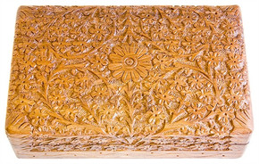 Wooden Floral Carved Box 5"x8"