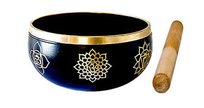 7 Chakra Brass Tibetan Singing Bowl - Black 4"D