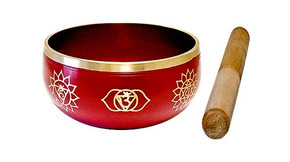 7 Chakra Brass Tibetan Singing Bowl - Red 4"D