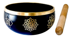 7 Chakra Brass Tibetan Singing Bowl - Black 5"D