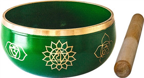 7 Chakra Brass Tibetan Singing Bowl - Green 6"D