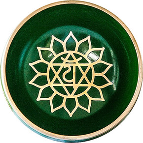 7 Chakra Brass Tibetan Singing Bowl - Green 6"D