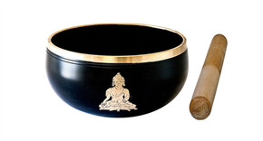 Buddha Brass Tibetan Singing Bowl - Black 4"D