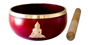 Buddha Brass Tibetan Singing Bowl - Red 5"D