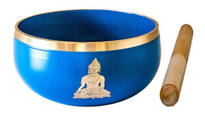 Buddha Brass Tibetan Singing Bowl - Blue 5"D