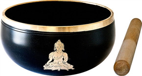 Buddha Brass Tibetan Singing Bowl - Black 6"D