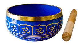 Om Brass Tibetan Singing Bowl - Blue 5"D
