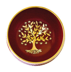 Tree of Life Brass Tibetan Singing Bowl - Red 5"D