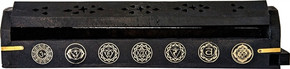 Wooden Coffin Box - 7 Chakra Black 12"L