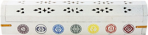 Wooden Coffin Box - 7 Chakra White 12"L