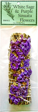 White Sage & Purple Sinuata Flowers 5"L (Small) White Sage & Purple Sinuata Flowers 5"L (Small)