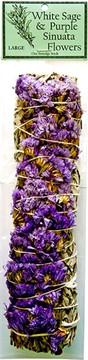 White Sage & Purple Sinuata Flowers 9"L (Large)