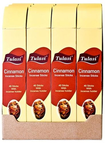 Tulasi Incense Tulasi Cinnamon Incense 40 Stick Packs With Burner 12/Box