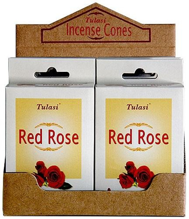 Tulasi Incense Tulasi Red Rose Cones 15 Cones/Pack 12/Box