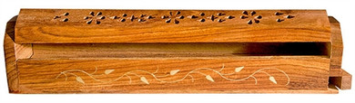 Wooden Coffin Box Vine 12"L