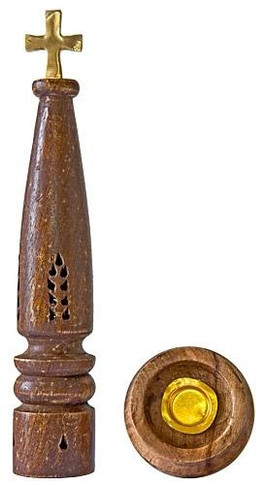 Style elytS Wooden Tower Cone Burner Cross 11H