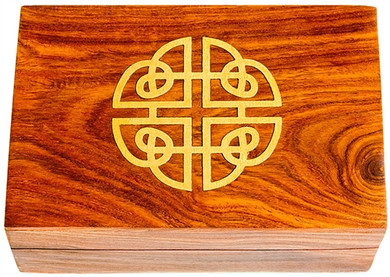 Wooden Celtic Brass Inlay Box 4"x6"