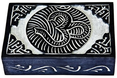 Style elytS Om with Celtic Knot Black Soapstone Box 4x6