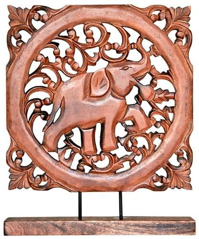 Style elytS Elephant Wood Table Decor 12W, 15H