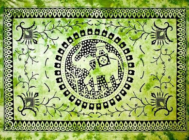 Style elytS Elephant Mandala Tapestry 69x108 Green