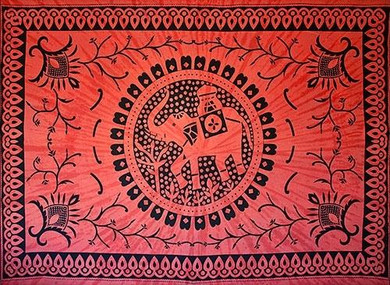 Style elytS Elephant Mandala Tapestry 74x 106 Red