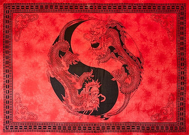 Yin-Yang Dragon Tapestry 72"x 108" (Red)