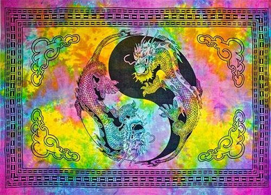 Style elytS Yin Yang Dragon Tapestry 69 x 108 Tiedye