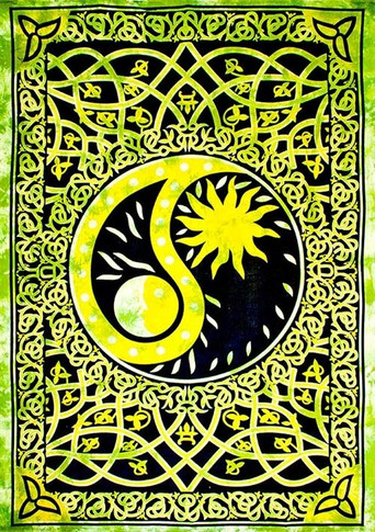 Style elytS Yin Yang Sun and Moon Tapestry 72x 108 Yellow