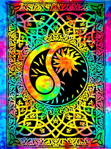 Yin Yang Sun & Moon Tapestry 69'x108' (Tiedye)