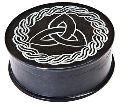 Style elytS Triquetra with Celtic Knot Black Soapstone Box 4D, 2H