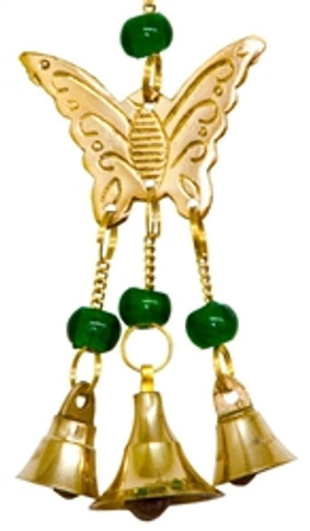 Butterfly Brass Wind Chime With Beads 9"L
