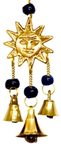 Sun Brass Wind Chime With Beads 9"L