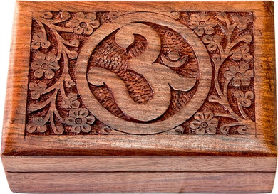 Wooden Om Carved Box  4"x6"