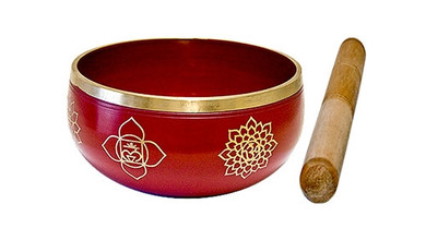 7 Chakra Brass Tibetan Singing Bowl - Red 4"D