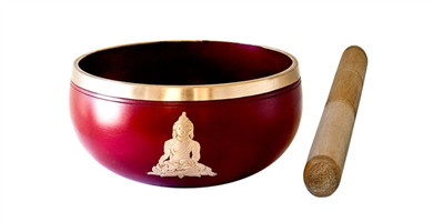 Buddha Brass Tibetan Singing Bowl - Red 4"D