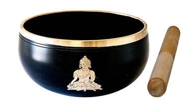 Buddha Brass Tibetan Singing Bowl - Black 5"D