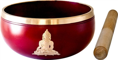 Buddha Brass Tibetan Singing Bowl - Red 6"D