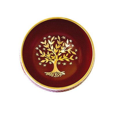Tree of Life Brass Tibetan Singing Bowl - Red 4"D