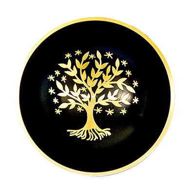 Tree of Life Brass Tibetan Singing Bowl - Black 5"D
