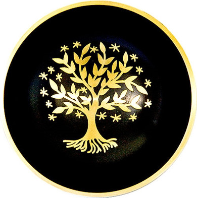 Tree of Life Brass Tibetan Singing Bowl - Black 6"D