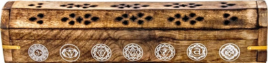 Wooden Coffin Box - 7 Chakra Antiqued 12"L