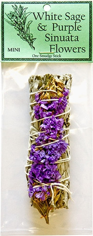 White Sage & Purple Sinuata Flowers 4"L (Mini)