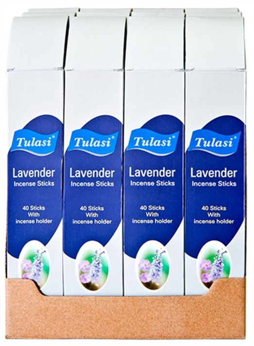 Tulasi Lavender Incense 40 Stick Packs With Burner (12/Box)
